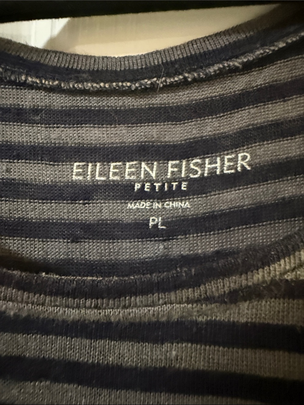 Eileen Fisher Navy and Gray Striped Knit dress or tunic - Picture 2 of 4